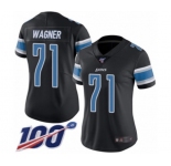 Women's Detroit Lions #71 Ricky Wagner Limited Black Rush Vapor Untouchable 100th Season Football Jersey