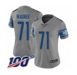 Women's Detroit Lions #71 Ricky Wagner Limited Gray Inverted Legend 100th Season Football Jersey