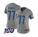 Women's Detroit Lions #77 Frank Ragnow Limited Gray Inverted Legend 100th Season Football Jersey