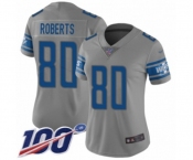 Women's Detroit Lions #80 Michael Roberts Limited Gray Inverted Legend 100th Season Football Jersey