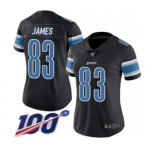 Women's Detroit Lions #83 Jesse James Limited Black Rush Vapor Untouchable 100th Season Football Jersey