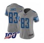 Women's Detroit Lions #83 Jesse James Limited Gray Inverted Legend 100th Season Football Jersey