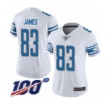 Women's Detroit Lions #83 Jesse James White Vapor Untouchable Limited Player 100th Season Football Jersey