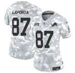 Women's Detroit Lions #87 Sam LaPorta 2024 F.U.S.E Arctic Camo Salute To Service Limited Stitched Jersey