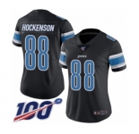 Women's Detroit Lions #88 T.J. Hockenson Limited Black Rush Vapor Untouchable 100th Season Football Jersey
