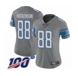 Women's Detroit Lions #88 T.J. Hockenson Limited Steel Rush Vapor Untouchable 100th Season Football Jersey