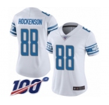 Women's Detroit Lions #88 T.J. Hockenson White Vapor Untouchable Limited Player 100th Season Football Jersey