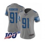 Women's Detroit Lions #91 A'Shawn Robinson Limited Gray Inverted Legend 100th Season Football Jersey