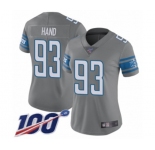 Women's Detroit Lions #93 Da'Shawn Hand Limited Steel Rush Vapor Untouchable 100th Season Football Jersey