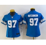 Women's Detroit Lions #97 Aidan Hutchinson Limited Blue 2024 FUSE Vapor Jersey