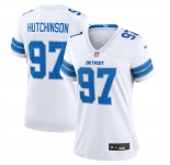 Women's Detroit Lions #97 Aidan Hutchinson White Stitched Jersey
