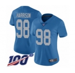 Women's Detroit Lions #98 Damon Harrison Blue Alternate Vapor Untouchable Limited Player 100th Season Football Jersey