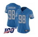 Women's Detroit Lions #98 Damon Harrison Blue Team Color Vapor Untouchable Limited Player 100th Season Football Jersey