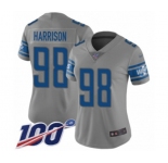 Women's Detroit Lions #98 Damon Harrison Limited Gray Inverted Legend 100th Season Football Jersey