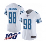 Women's Detroit Lions #98 Damon Harrison White Vapor Untouchable Limited Player 100th Season Football Jersey