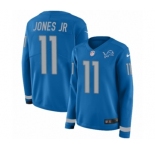Women's Nike Detroit Lions #11 Marvin Jones Jr Limited Blue Therma Long Sleeve NFL Jersey
