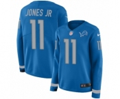 Women's Nike Detroit Lions #11 Marvin Jones Jr Limited Blue Therma Long Sleeve NFL Jersey