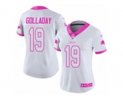 Women's Nike Detroit Lions #19 Kenny Golladay Limited White Pink Rush Fashion NFL Jersey