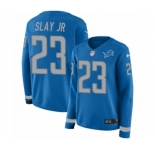 Women's Nike Detroit Lions #23 Darius Slay Limited Blue Therma Long Sleeve NFL Jersey