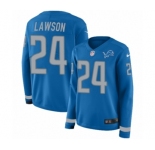 Women's Nike Detroit Lions #24 Nevin Lawson Limited Blue Therma Long Sleeve NFL Jersey