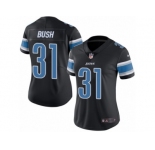 Women's Nike Detroit Lions #31 Rafael Bush Limited Black Rush NFL Jersey
