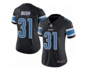 Women's Nike Detroit Lions #31 Rafael Bush Limited Black Rush NFL Jersey