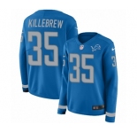 Women's Nike Detroit Lions #35 Miles Killebrew Limited Blue Therma Long Sleeve NFL Jersey