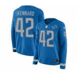 Women's Nike Detroit Lions #42 Devon Kennard Limited Blue Therma Long Sleeve NFL Jersey