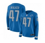 Women's Nike Detroit Lions #47 Tracy Walker Limited Blue Therma Long Sleeve NFL Jersey
