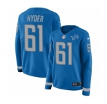 Women's Nike Detroit Lions #61 Kerry Hyder Limited Blue Therma Long Sleeve NFL Jersey