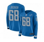 Women's Nike Detroit Lions #68 Taylor Decker Limited Blue Therma Long Sleeve NFL Jersey