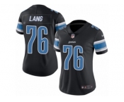 Women's Nike Detroit Lions #76 T.J. Lang Limited Black Rush NFL Jersey