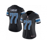 Women's Nike Detroit Lions #77 Cornelius Lucas Limited Black Rush NFL Jersey
