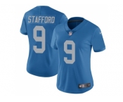 Women's Nike Detroit Lions #9 Matthew Stafford Blue Throwback Stitched NFL Limited Jersey