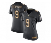 Women's Nike Detroit Lions #9 Matthew Stafford Limited Black Gold Salute to Service NFL Jersey