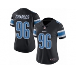 Women's Nike Detroit Lions #96 Stefan Charles Limited Black Rush NFL Jersey