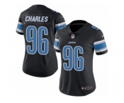 Women's Nike Detroit Lions #96 Stefan Charles Limited Black Rush NFL Jersey