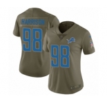 Women's Nike Detroit Lions #98 Damon Harrison Limited Olive 2017 Salute to Service NFL Jersey