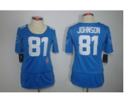 nike women nfl jerseys detroit lions #81 calvin johnson blue[breast cancer awareness]