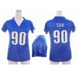 nike women nfl jerseys detroit lions #90 ndamukong suh blue[draft him ii top]