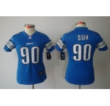 nike women nfl jerseys detroit lions #90 ndamukong suh blue[nike limited]
