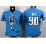 nike women nfl jerseys detroit lions #90 ndamukong suh blue[portrait fashion]