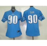 nike women nfl jerseys detroit lions #90 suh blue[nike]