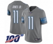 Youth Detroit Lions #11 Marvin Jones Jr Limited Steel Rush Vapor Untouchable 100th Season Football Jersey
