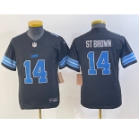 Youth Detroit Lions #14 Amon Ra St Brown Limited Black 2024 FUSE Vapor Jersey