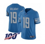 Youth Detroit Lions #19 Kenny Golladay Blue Team Color Vapor Untouchable Limited Player 100th Season Football Jersey