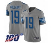 Youth Detroit Lions #19 Kenny Golladay Limited Gray Inverted Legend 100th Season Football Jersey