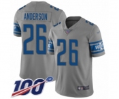 Youth Detroit Lions #26 C.J. Anderson Limited Gray Inverted Legend 100th Season Football Jersey