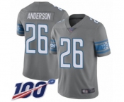 Youth Detroit Lions #26 C.J. Anderson Limited Steel Rush Vapor Untouchable 100th Season Football Jersey