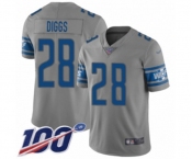 Youth Detroit Lions #28 Quandre Diggs Limited Gray Inverted Legend 100th Season Football Jersey